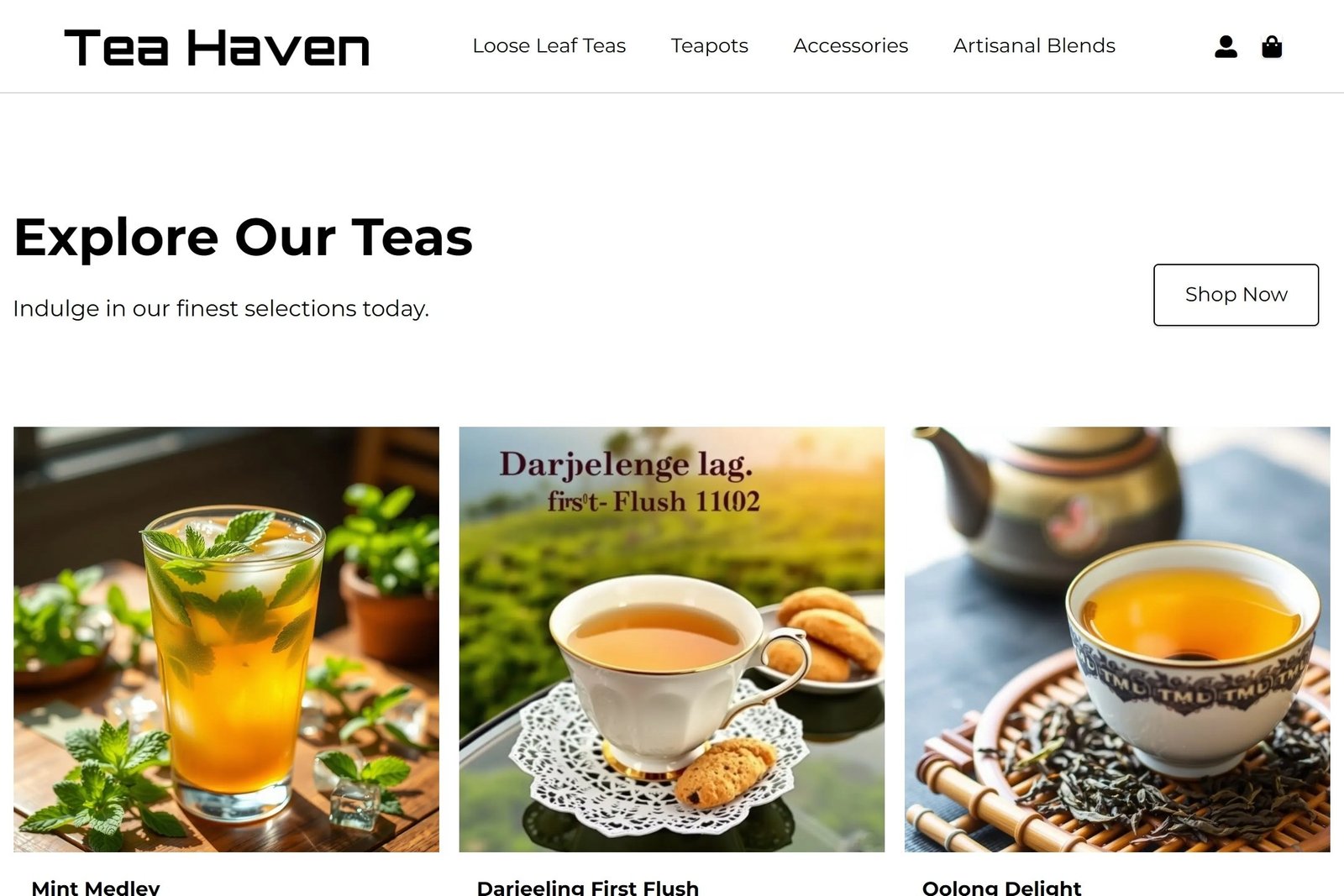 Modèle de site Web de fournisseur de thé