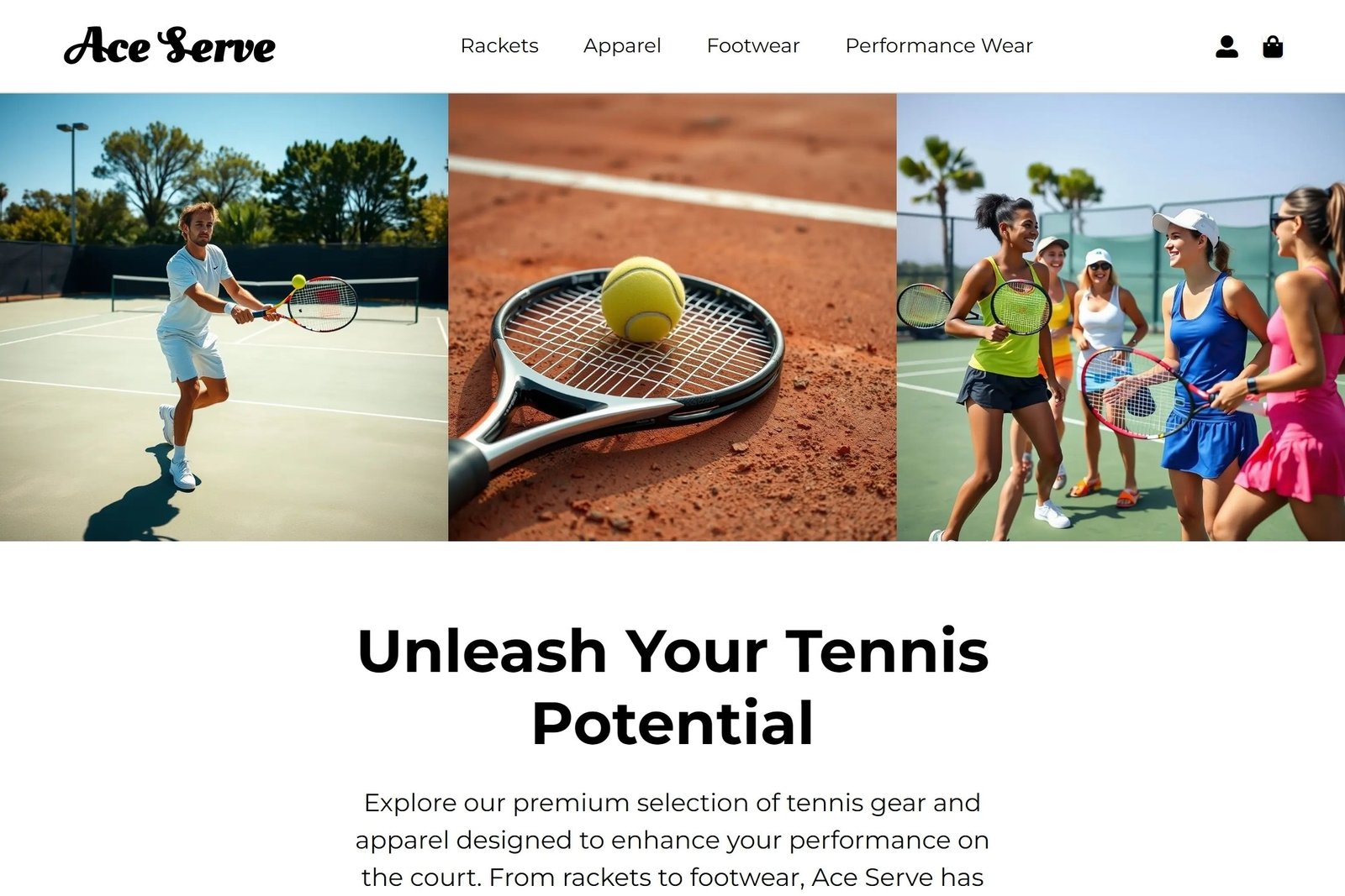 Modèle de site Web de magasin de tennis